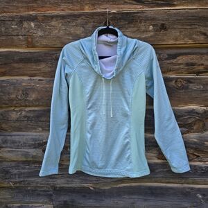 Columbia Women's Mint Green Striped Cowl-neck Sweatshirt, Size Small